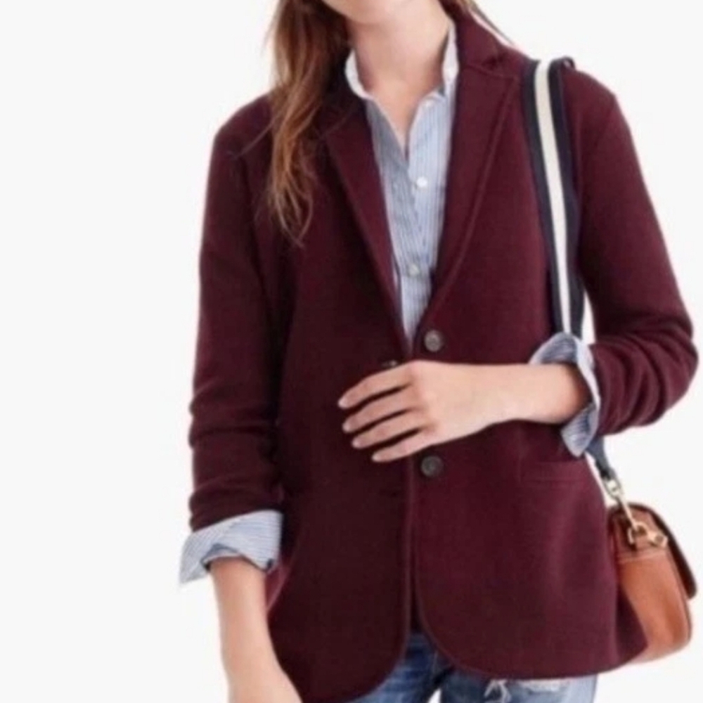 J. Crew Wool Sweater Blazer Burgundy